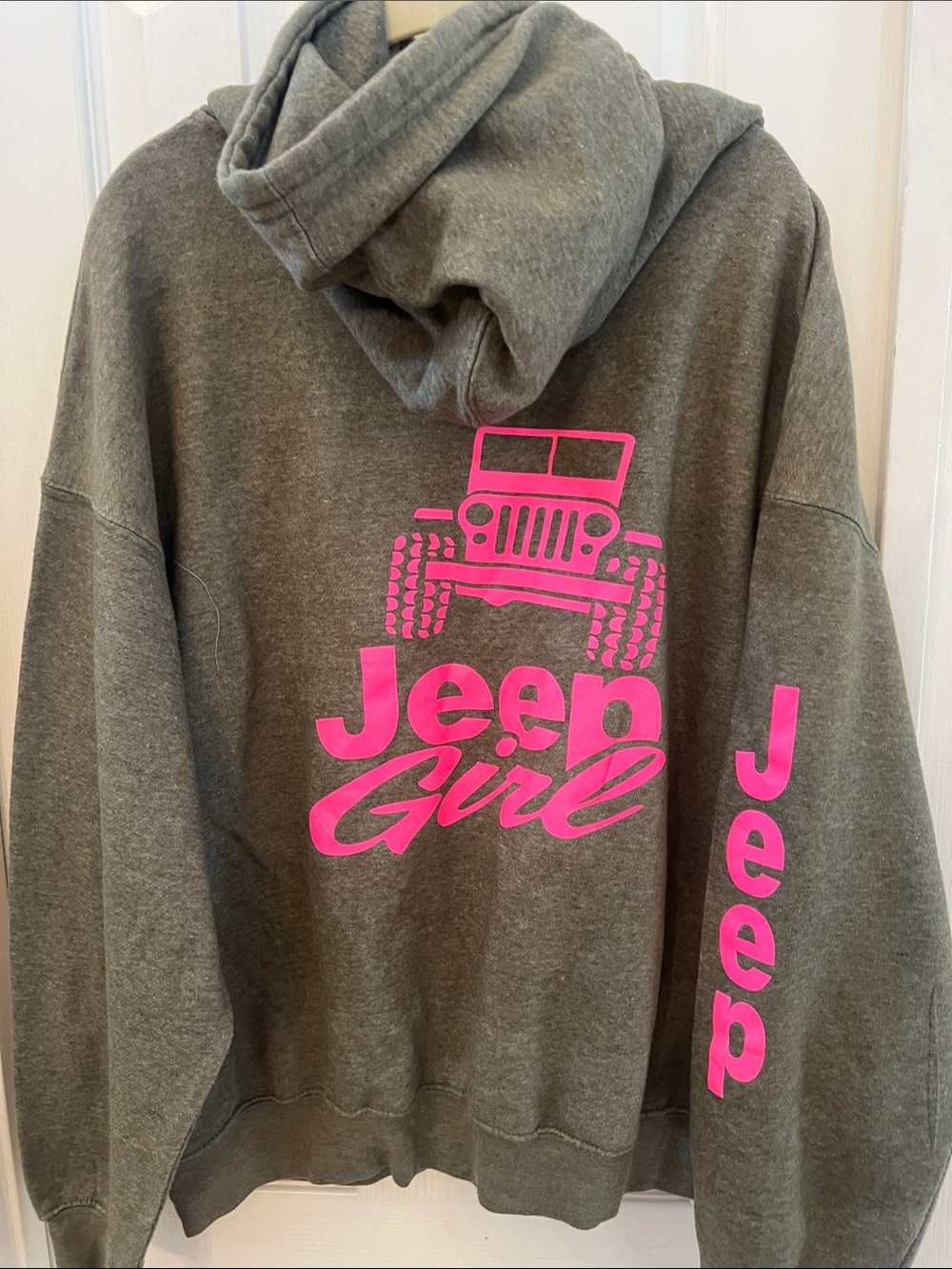 Jeep Girl Hoodie in Gray with Hot Pink Graphics sz 2XL